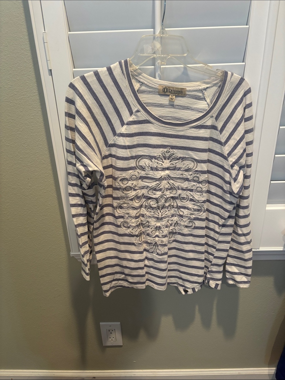 Democracy Blue & Cream Striped Knit Top